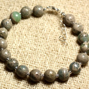 925 Silver Bracelet and Semi Precious Stone - Jasper Aqua Terra 8mm