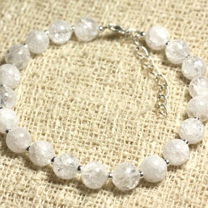 Pulsera Plata 925 y Piedra - Cristal de Roca Cuarzo Craquelé 6mm