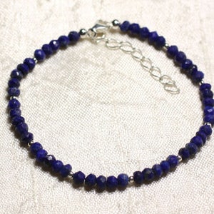 925 Silver Bracelet and Stone - Lapis Lazuli faceted washers 3x2mm