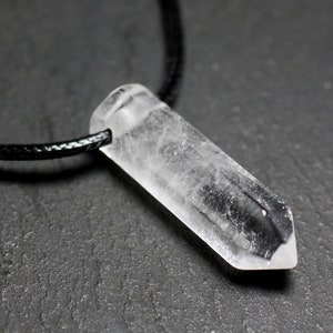 Pearl Necklace Pendant Stone Pencil Point Faceted 30mm Transparent white quartz rock crystal