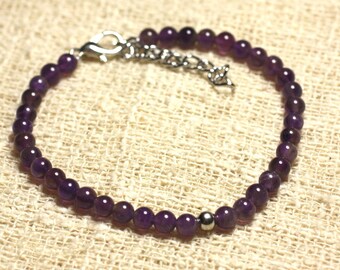 Pulsera de Plata 925 y Piedra Semipreciosa Amatista de 4mm