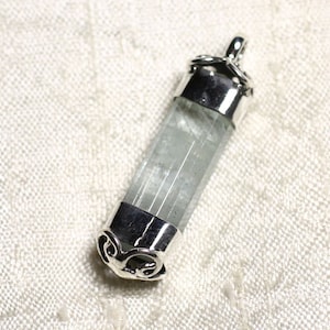 N2 - Sterling Silver 925 and Stone Pendant - Raw Aquamarine 38mm
