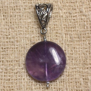 Semi precious stone pendant - Amethyst Palet 20mm