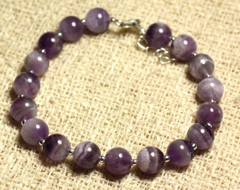 925 Silver Bracelet and Semi Precious Stone - Amethyst 8mm