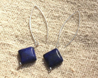 Boucles oreilles Argent 925 - Lapis Lazuli Losanges 18x14mm