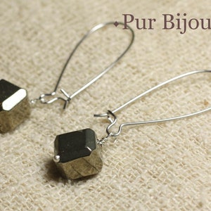 Pendientes de piedras semipreciosas - Pirita dorada Cubos 10mm