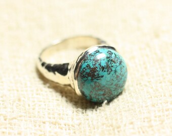 N120 - 925 Silver and Stone Ring - Round Azurite 15mm