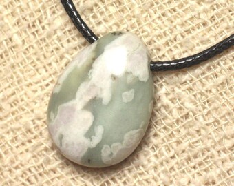 Stone Pendant Necklace - Jade Drop 25mm