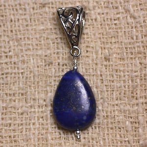 Semi precious stone pendant - Lapis Lazuli Flat drop 17x13mm