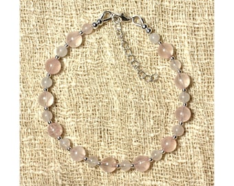 Bracelet in Rose Quartz 4 and 6 mm and 925 Silver Beads