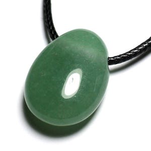 Stone Pendant Necklace - Green Aventurine Drop 25mm