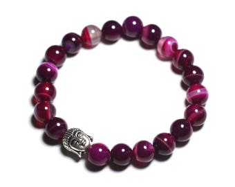 Buddha bracelet and semi-precious stone - Pink agate
