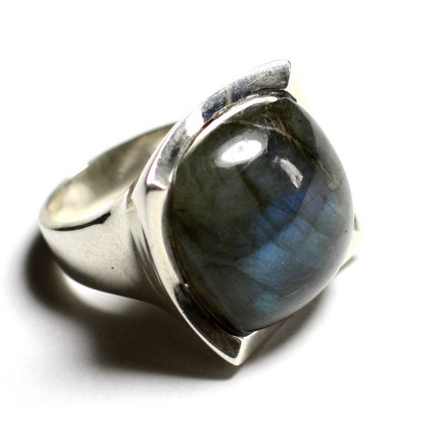 N222 - Bague Argent 925 Labradorite Carré 20mm