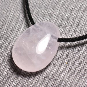 Semi Precious Stone Pendant Necklace - Rose Quartz Drop 25mm