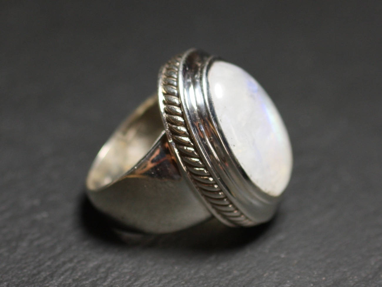 Bague En Argent Et Pierre #A17 - Occasion, Taille 53, Style Vintage