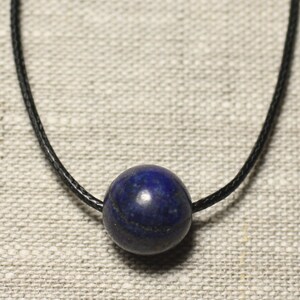 Semi Precious Stone Pendant Necklace - Lapis Lazuli Ball 14mm