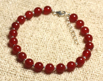 Bracelet Silver 925 and Stone - Carnelian 6mm