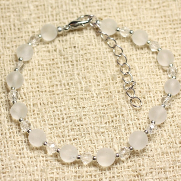 Bracelet Argent 925 et Pierre - Cristal de Roche Quartz 4 et 6mm