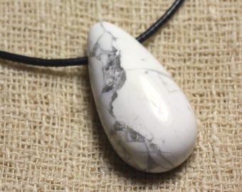 Collier Pendentif en Pierre - Howlite Goutte 40mm