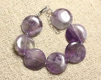 925 Silver Bracelet and Stone - Amethyst Palets 20mm