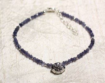 925 Silver Bracelet and Stone - Iolite Cordierite faceted washers 3mm