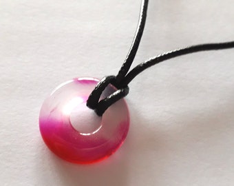 Collier Pendentif Pierre - Agate Rose Donut Pi 20mm