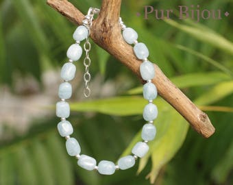 925 Silver Bracelet and Semi Precious Stone - Aquamarine