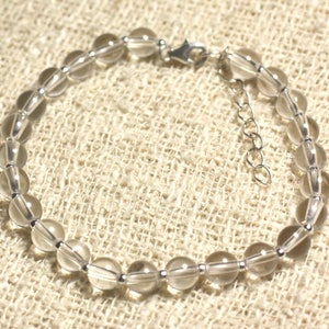 Pulsera Plata 925 y Piedra - Cuarzo Cristal de Roca 6mm