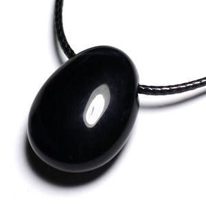 Semi Precious Stone Pendant Necklace - Black Tiger Eye Hawk Drop 25mm