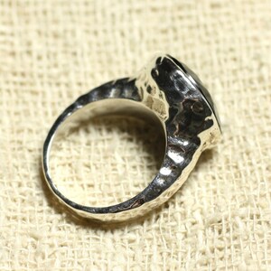 N120 Bague Argent 925 et Pierre Onyx noir Facetté Rond 15mm image 4