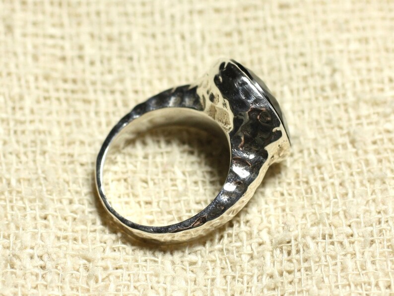 N120 Bague Argent 925 et Pierre Onyx noir Facetté Rond 15mm image 4