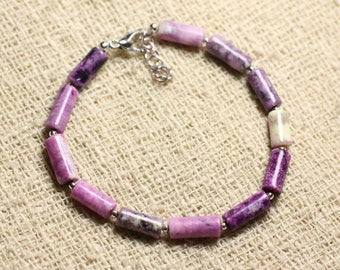 Bracelet Argent 925 et Pierre - Sugilite Tubes 10x5mm