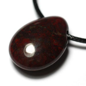 Mohnjaspis Breschia Brecciated Tropfen Anhänger Halskette 25mm rot braun grau schwarz
