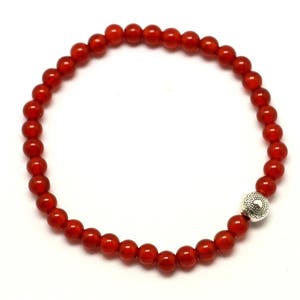 4mm Carnelian semi-precious stone bracelet and silver pearl