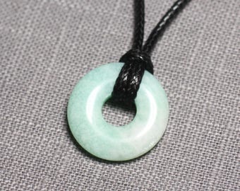 Collier Pendentif Pierre - Amazonite Rond Cercle Donut Pi 20mm