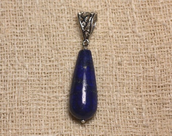 Semi precious stone pendant - Lapis Lazuli Round drop 30x12mm