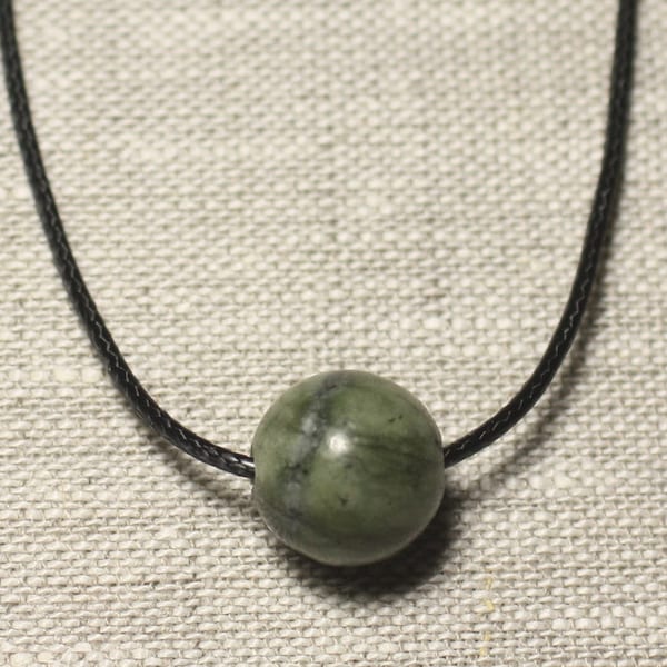 Collier Pendentif Pierre semi précieuse - Jade Nephrite Canada Boule 14mm