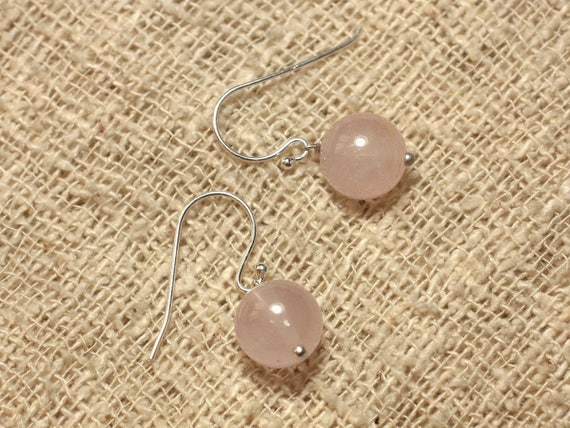 Orecchini Di Lusso Con Gemme In Argento Con Pietra Principale Quarzo Rosa