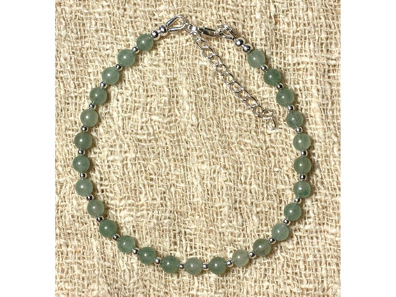 4mm グリーン アベンチュリンとシルバー 925 ブレスレット - Etsy 日本