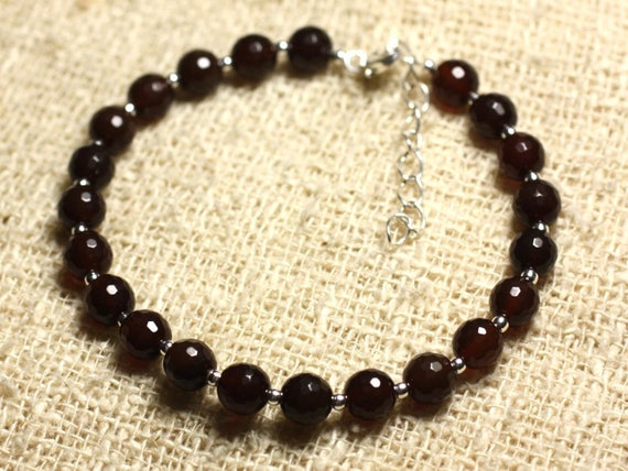 Bracelet Perles Agate Facettée Rose - Fait Main, Taille Sur Mesure