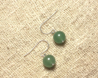 925 Silver and Stone Earrings - Green Aventurine 10mm
