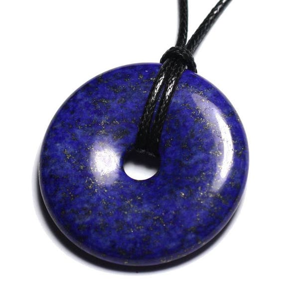 Collier Pendentif en Pierre - Lapis Lazuli Donut Pi 40mm