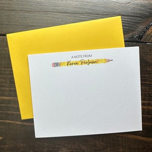 Teacher Thank You Note Set, Teacher Appreciation, Teacher Stationery, pencil stationery