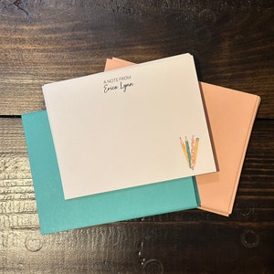 Teacher Thank You Note Set, Teacher Appreciation, Teacher Stationery, pencil stationery