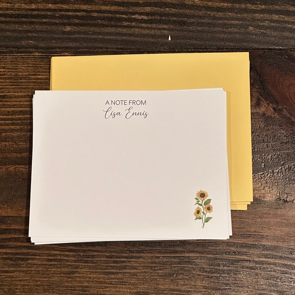 Sunflower Stationery, Personalized Stationery Set, Thank you notes, Personalized Gift,