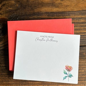 Dahlia Stationery, Personalized Stationery Set, Thank you notes, Personalized Gift
