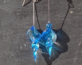 pendants d'oreille extra-longs, verre filé, lampwork, verre de Murano, BCL.3366