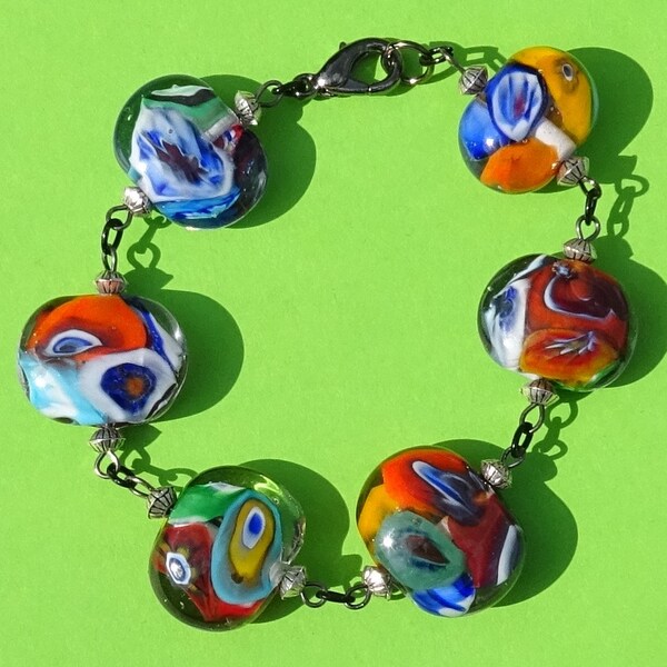bracelet, lampwork, verre de murano sur chaînette BRACEL.0741