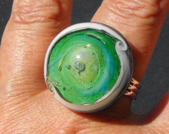 Bague réglable, verre filé, lampwork, verre de Murano, BAG.1018