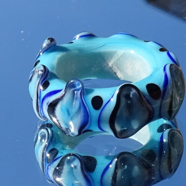 grande perle en verre de Murano, forme donut, lampwork, PERL.3298